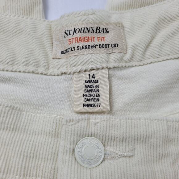 NWT St John's Bay Off-white Secretly Slender Bootcut Corduroy Jeans size 14 - Picture 9 of 16